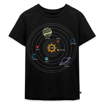 Sonnensystem, Planet, Planeten, Sonne, Erde - Kinder Premium Bio T-Shirt - Schwarz - Vorne - Mikhail (115cm)