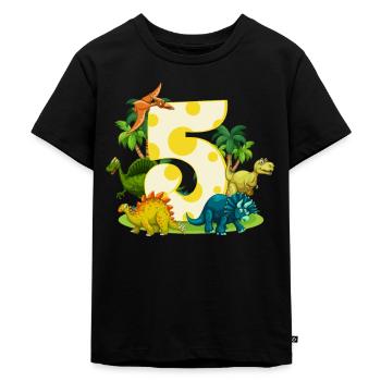 5 5ème anniversaire enfants Dino dinosaure cadeau - T-shirt Premium bio Enfant - noir - Devant - Mikhail (115cm)