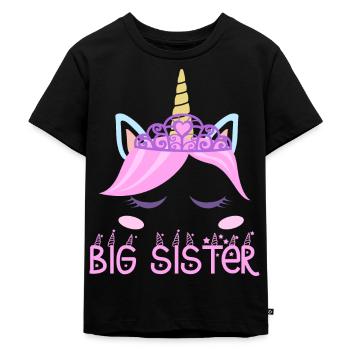 Big Sister Unicorn - Kinder Premium Bio T-Shirt - Schwarz - Vorne - Mikhail (115cm)