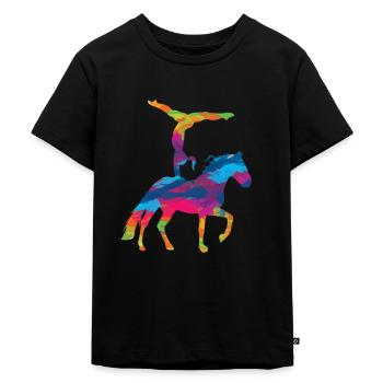 Voltigieren Pferde Reiten Reitsport Reiterin - Kinder Premium Bio T-Shirt - Schwarz - Vorne - Mikhail (115cm)