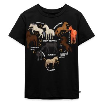 Soorten paarden, paarden, Arabieren - Kinderen Premium Bio T-shirt - zwart - Voor - Mikhail (115cm)
