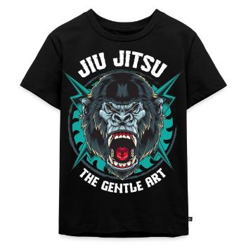 BJJ Gorilla Brazilian Jiu Jitsu - Kinder Premium Bio T-Shirt - Schwarz - Vorne - Mikhail (115cm)