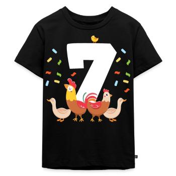 7. Baby Geburtstag - Kinder Premium Bio T-Shirt - Schwarz - Vorne - Mikhail (115cm)