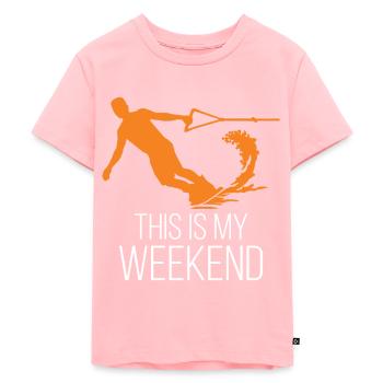 Wakeboarder This is my Weekend Wakeboarding - Kinder Premium Bio T-Shirt - Rosa - Vorne - AI Model Kid Female (0cm)