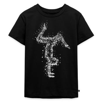 Handstand Turnen Tropfen - Kinder Premium Bio T-Shirt - Schwarz - Vorne - Mikhail (115cm)