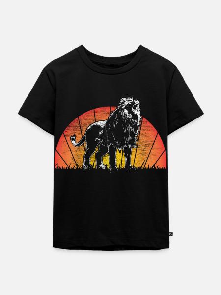 Löwe Mähne Tier - Kinder Premium Bio T-Shirt - Schwarz