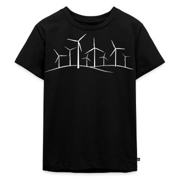 Windrad, wind power, Energie, windmill, Windpark, - Kinder Premium Bio T-Shirt - Schwarz - Vorne - Mikhail (115cm)