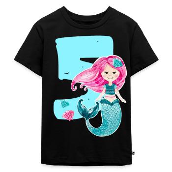 5. Geburtstag Meerjungfrau 5 Jahre - Kinder Premium Bio T-Shirt - Schwarz - Vorne - Mikhail (115cm)