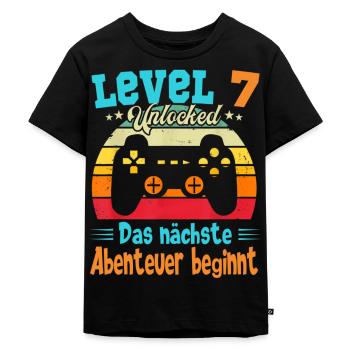 Gamer Geburtstag Level 7 Jahre Geburtstagsshirt - Kinder Premium Bio T-Shirt - Schwarz - Vorne - Mikhail (115cm)
