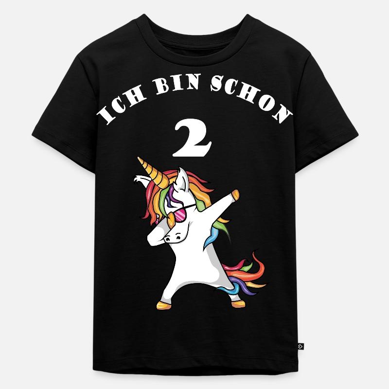 Ich bin schon 2 Jahre, Einhorn - Kinder Premium Bio T-Shirt - Schwarz