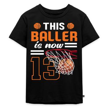 13. Geburtstag Jungen Teenager Basketballer - Kinder Premium Bio T-Shirt - Schwarz - Vorne - Mikhail (115cm)