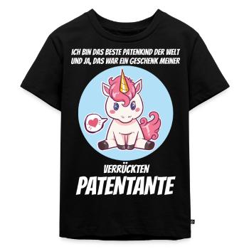 Patentante Patenkind Geschenkidee - Kinder Premium Bio T-Shirt - Schwarz - Vorne - Mikhail (115cm)
