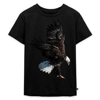 Adlermotiv Adler Aufdruck Weisskopfseeadler Adler - Kinder Premium Bio T-Shirt - Schwarz - Vorne - Mikhail (115cm)
