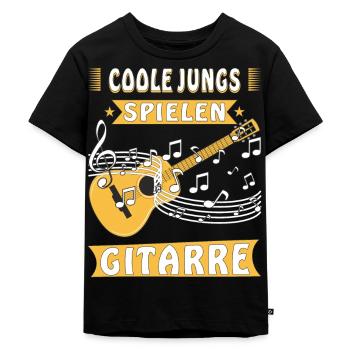 COOLE JUNGS SPIELEN GITARRE - Kinder Premium Bio T-Shirt - Schwarz - Vorne - Mikhail (115cm)