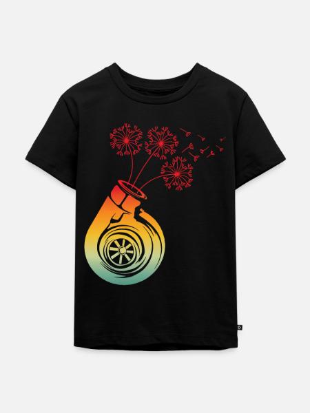 Boosteblume Turbolader Löwenzahn Pusteblume - Kinder Premium Bio T-Shirt - Schwarz