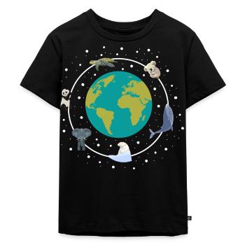Naturschutz Umweltschutz Planet Erde Wildtiere - Kinder Premium Bio T-Shirt - Schwarz - Vorne - Mikhail (115cm)