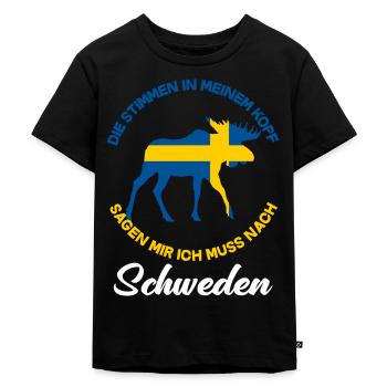 Schweden Elch Stimmen Schwede Geschenk - Kinder Premium Bio T-Shirt - Schwarz - Vorne - Mikhail (115cm)