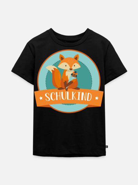 Schulkind - schlauer Fuchs - Schulbeginn - Kinder Premium Bio T-Shirt - Schwarz