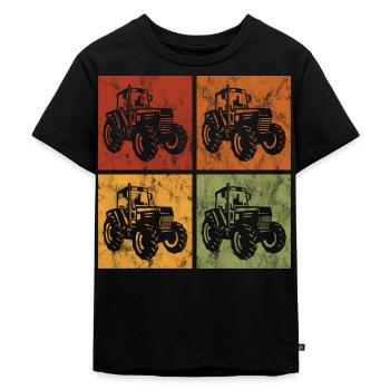 Traktor Trecker Bauer Traktoren Retro Bauernhof - Kinder Premium Bio T-Shirt - Schwarz - Vorne - Mikhail (115cm)