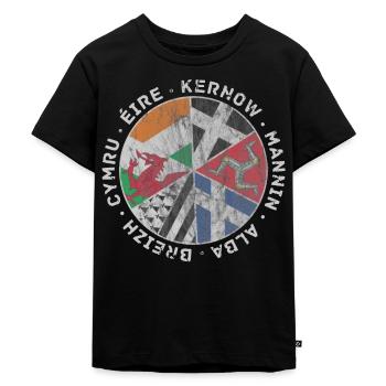 Vintage Celtic Flaggen IOM - Kinder Premium Bio T-Shirt - Schwarz - Vorne - Mikhail (115cm)
