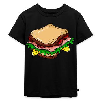 Sandwich - Kinder Premium Bio T-Shirt - Schwarz - Vorne - Mikhail (115cm)