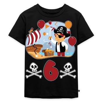 6 ans de pirate anniversaire enfant cadeau - T-shirt Premium bio Enfant - noir - Devant - Mikhail (115cm)