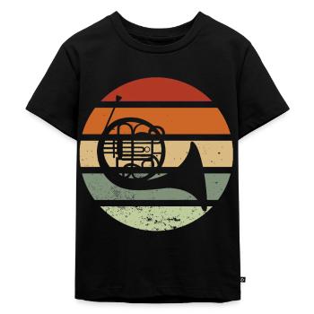 Horn Musikinstrument Hornspieler Vintage Musiker - Kinder Premium Bio T-Shirt - Schwarz - Vorne - Mikhail (115cm)