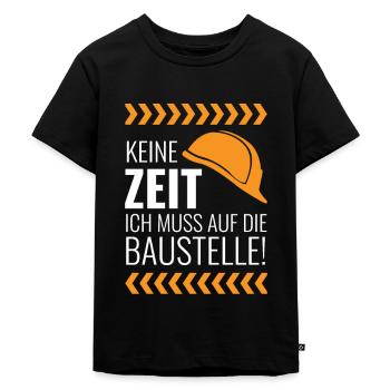 Baustelle - Kinder Premium Bio T-Shirt - Schwarz - Vorne - Mikhail (115cm)