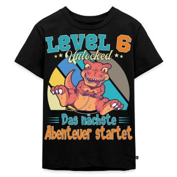 6. Geburtstag Dino Dinosaurier 6 Jahre Junge - Kinder Premium Bio T-Shirt - Schwarz - Vorne - Mikhail (115cm)
