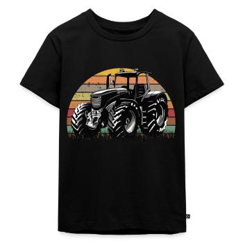 Traktor Vintage Traktorfahrer Landwirt Bauer - Kinder Premium Bio T-Shirt - Schwarz - Vorne - Mikhail (115cm)