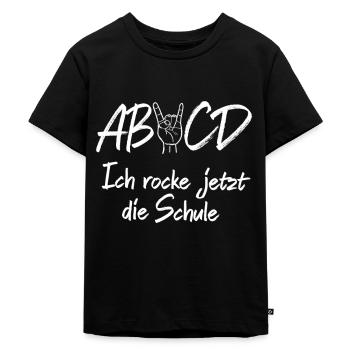 Einschulung Schulanfang - Kinder Premium Bio T-Shirt - Schwarz - Vorne - Mikhail (115cm)