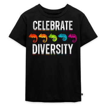 Chameleon Celebrate Diversity - Kinder Premium Bio T-Shirt - Schwarz - Vorne - Mikhail (115cm)