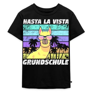 Einschulung 5.Klasse Lama Alpaka Grundschule - Kinder Premium Bio T-Shirt - Schwarz - Vorne - Mikhail (115cm)