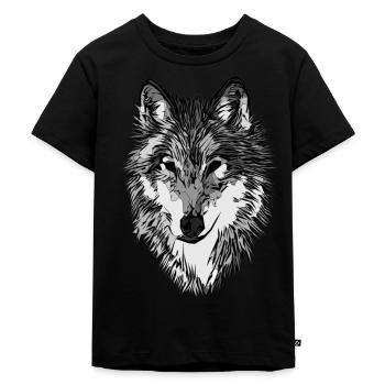Wolfsmotiv Raubtier Wolf Tiermotiv - Kinder Premium Bio T-Shirt - Schwarz - Vorne - Mikhail (115cm)