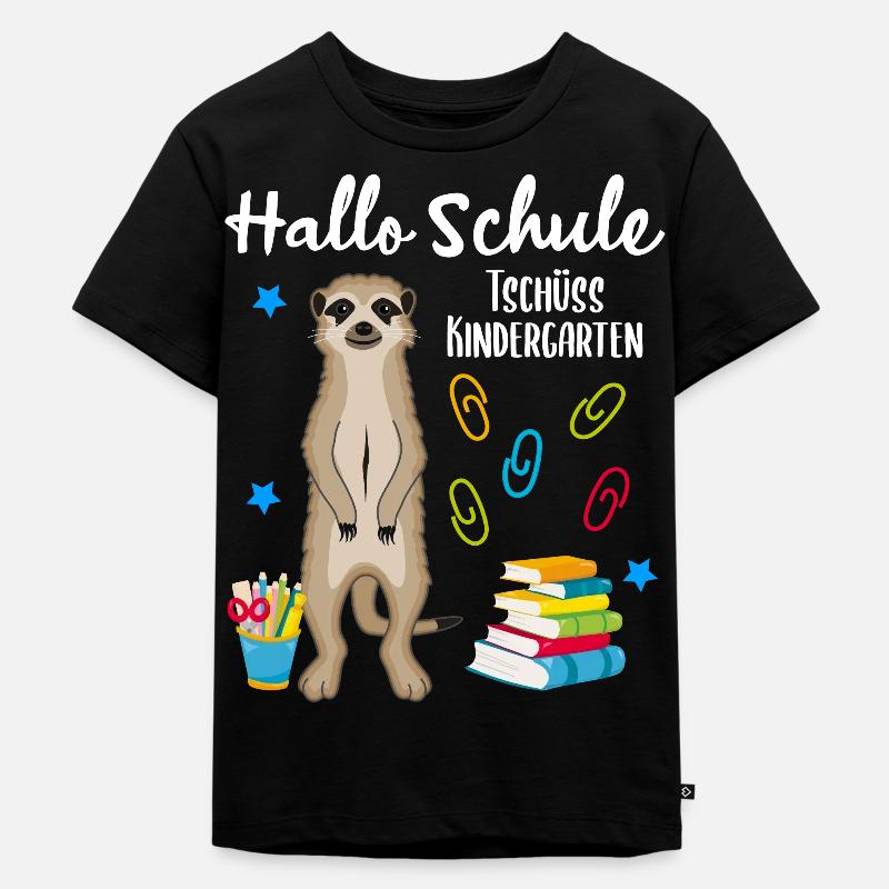 Einschulung Schulbeginn 1. Klasse Erdmännchen - Kinder Premium Bio T-Shirt - Schwarz