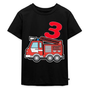 Ich bin schon 3 | 3. Geburtstag Feuerwehr Jungen - Kinder Premium Bio T-Shirt - Schwarz - Vorne - Mikhail (115cm)