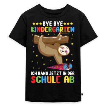 Schulanfang Faultier Einschulung Geschenk - Kinder Premium Bio T-Shirt - Schwarz - Vorne - Mikhail (115cm)