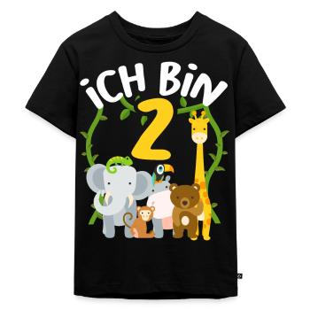 Zoo Tiere 2. Geburtstag Junge Mädchen 2 Jahre - Kinder Premium Bio T-Shirt - Schwarz - Vorne - Mikhail (115cm)