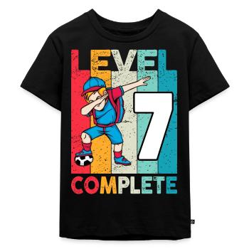 Ich bin schon 7 | 7. Geburtstag Jungen Fussball - Kinder Premium Bio T-Shirt - Schwarz - Vorne - Mikhail (115cm)