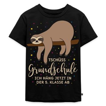 Grundschule Abschluss 5. Klasse Schule Faultier - Kinder Premium Bio T-Shirt - Schwarz - Vorne - Mikhail (115cm)