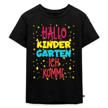 Hallo Kindergarten ich komme Kita Kindergarten Kin - Kinder Premium Bio T-Shirt - Schwarz - Vorne - Mikhail (115cm)