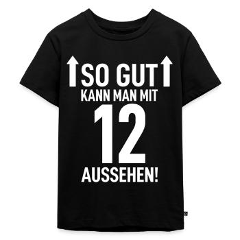 12. Geburtstag - Kinder Premium Bio T-Shirt - Schwarz - Vorne - Mikhail (115cm)