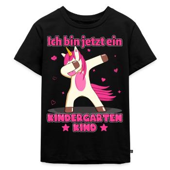 Kindergartenkind Kindergarten Start KiGa Einhorn - Kinder Premium Bio T-Shirt - Schwarz - Vorne - Mikhail (115cm)