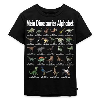 Mein Dinosaurier Alphabet Dino A-Z ABC T-Rex - Kinder Premium Bio T-Shirt - Schwarz - Vorne - Mikhail (115cm)