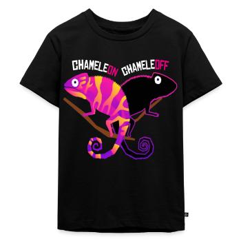 Chamäleon Chameleoff Reptil Echse - Kinder Premium Bio T-Shirt - Schwarz - Vorne - Mikhail (115cm)