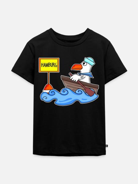 Hamburg Möwe Boot - Kinder Premium Bio T-Shirt - Schwarz