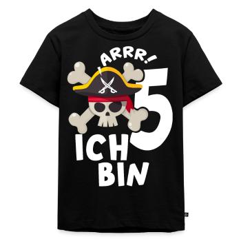5. Geburtstag Pirat 5 Jahre Kinder Geburtstag - Kinder Premium Bio T-Shirt - Schwarz - Vorne - Mikhail (115cm)