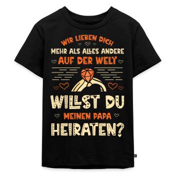 Heiratsantrag Stiefvater - Kinder Premium Bio T-Shirt - Schwarz - Vorne - Mikhail (115cm)