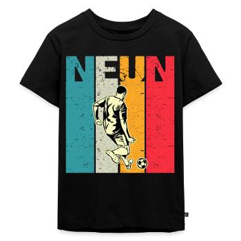 Ich bin schon 9 | 9. Geburtstag Jungen Fussball - Kinder Premium Bio T-Shirt - Schwarz - Vorne - Mikhail (115cm)