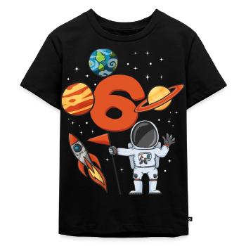 6 Jahre Astronaut Rakete 6. Geburtstag - Kinder Premium Bio T-Shirt - Schwarz - Vorne - Mikhail (115cm)